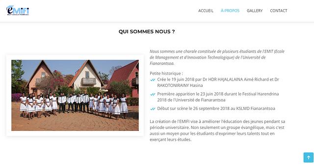 Site web EMIFI par Fenosoa Erica Nirindraibe