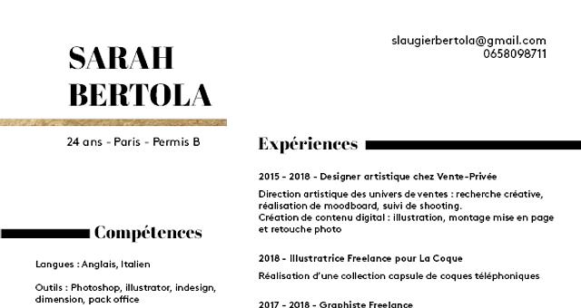 cv par Sarah Bertola