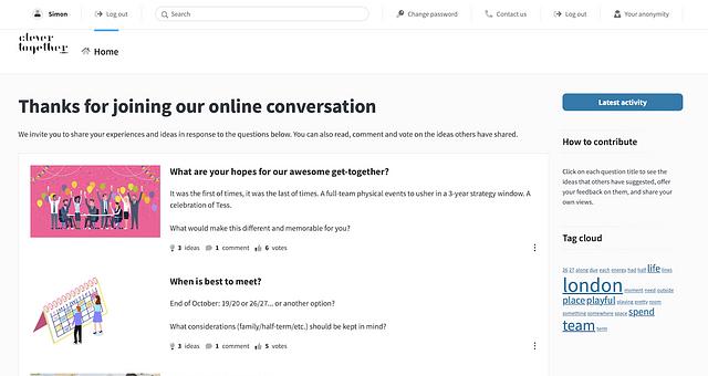 Notre platefore de consultation à grande échelle par Clever  Together