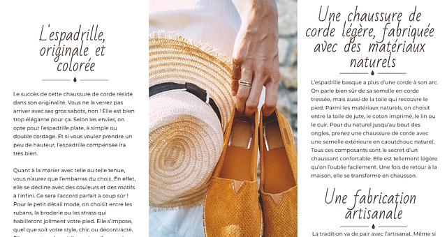 Rédaction d'article de blog sur les espadrilles par Valérie Ardouin