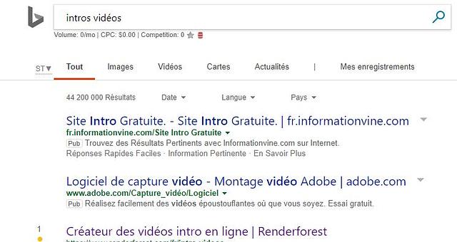 Intros Vidéos sur Bing par glgdev