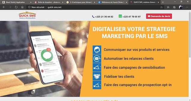 QUICK SMS LANDING PAGE par Franck Olivier Nauhand Allou
