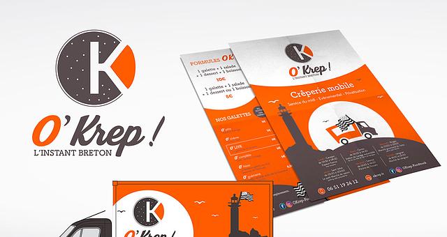 Supports de communication Food Truck O'Krep par Marie-Laure Mazet