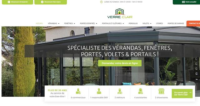 Création et Optimisation SEO du site Verre Clair par Rc2I