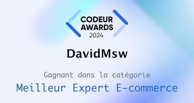 Awards 2024 : 1er Meilleur expert E-commerce par DavidMsw