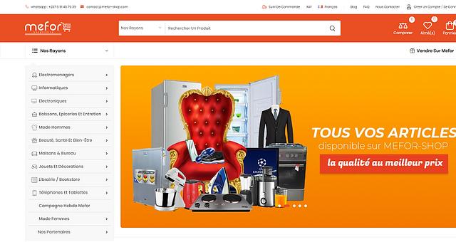 Plateforme e-commerce MEFOR SHOP par Martin Mbody